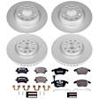 4-Wheel Set Power Stop&reg; ESK5802 Front and Rear Euro-Stop High-Carbon Coated Rotors, ECE-R90 Brake Pads Made in Europe + Hardware Kit