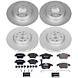 4-Wheel Set Power Stop&reg; ESK5803 Front and Rear Euro-Stop High-Carbon Coated Rotors, ECE-R90 Brake Pads Made in Europe + Hardware Kit