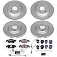 4-Wheel Set Power Stop&reg; ESK6134 Front and Rear Euro-Stop High-Carbon Coated Rotors, ECE-R90 Brake Pads Made in Europe + Hardware Kit