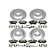4-Wheel Set Power Stop&reg; ESK6301 Front and Rear Euro-Stop High-Carbon Coated Rotors, ECE-R90 Brake Pads Made in Europe + Hardware Kit