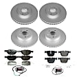 ESK7432 Front and Rear Brake Disc and Pad Kit, Geomet Coated, Plain Surface, 5 Lugs, 344.7 mm, Semi-metallic, Euro-Stop