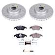 ESK7496 Front Brake Disc and Pad Kit, Geomet Coated, Cross-Drilled, 5 Lugs, 322.4 mm, Semi-metallic, Euro-Stop