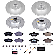 ESK8439 Front and Rear Brake Disc and Pad Kit, Geomet Coated, Cross-Drilled, 5 Lugs, 295 mm, Semi-metallic, Euro-Stop