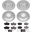 ESK912 Front and Rear Brake Disc and Pad Kit, Plain Surface, 4 Lugs, Semi-Metallic, Euro-Stop