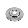 JBR1567 Front, Driver or Passenger Side Brake Disc, Natural Finish, Plain Surface, Vented, 5 Lugs, 2.0L, 4Cyl, Autospecialty By Powerstop