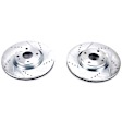 JBR1724XPR Front Brake Disc, Silver zinc-plated, Cross-drilled and Slotted, Vented, 4 Lugs, Evolution Drilled & Slotted Series