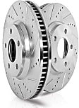 JBR1730XPR Front Brake Disc, Silver zinc-plated, Cross-drilled and Slotted, Vented, 5 Lugs, Evolution Drilled & Slotted Series