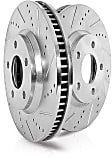 JBR1762XPR Front Brake Disc, Silver zinc-plated, Cross-drilled and Slotted, Vented, 4 Lugs, 1.2L, 3Cyl, Evolution Drilled & Slotted Series