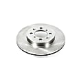 JBR522 Front, Driver or Passenger Side Brake Disc, Natural Finish, Plain Surface, Vented, 4 Lugs, Autospecialty By Powerstop