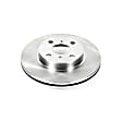 JBR741 Front, Driver or Passenger Side Brake Disc, Natural Finish, Plain Surface, Vented, 4 Lugs, Autospecialty By Powerstop