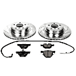 K045 Rear Brake Disc and Pad Kit, Silver zinc-plated, Cross-drilled and Slotted, 5 Lugs, 336 mm, Carbon Fiber Ceramic, Z23 Evolution Sport Series