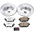 K091-26 Front Brake Disc and Pad Kit, Silver zinc-plated, Cross-drilled and Slotted, 5 Lugs, 319 mm, Carbon Fiber Ceramic, Z26 Street Warrior Carbon-Fiber Ceramic Series