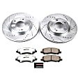 K094-26 Front Brake Disc and Pad Kit, Silver zinc-plated, Cross-drilled and Slotted, 5 Lugs, 294 mm, Carbon Fiber Ceramic, Z26 Street Warrior Carbon-Fiber Ceramic Series