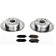 K098 Rear Brake Disc and Pad Kit, Silver zinc-plated, Cross-drilled and Slotted, 5 Lugs, 291.3 mm, Carbon Fiber Ceramic, Z23 Evolution Sport Series