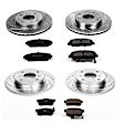 4-Wheel Set Power Stop&reg; K1034 Front and Rear Z23 Daily Carbon-Fiber Ceramic Brake Pad and Drilled & Slotted Rotor Kit