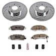 K1041-26 Front Brake Disc and Pad Kit, Silver zinc-plated, Cross-drilled and Slotted, 5 Lugs, 282 mm, Carbon Fiber Ceramic, Z26 Street Warrior Carbon-Fiber Ceramic Series