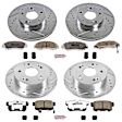 4-Wheel Set Power Stop&reg; K1042-26 Front and Rear Z26 Muscle Carbon-Fiber Ceramic Brake Pad and Drilled & Slotted Rotor Kit