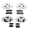 4-Wheel Set Power Stop&reg; K1042 Front and Rear Z23 Daily Carbon-Fiber Ceramic Brake Pad and Drilled & Slotted Rotor Kit