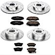 4-Wheel Set Power Stop&reg; K1047 Front and Rear Z23 Daily Carbon-Fiber Ceramic Brake Pad and Drilled & Slotted Rotor Kit