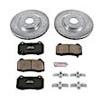 K104 Front Brake Disc and Pad Kit, Silver zinc-plated, Cross-drilled and Slotted, 5 Lugs, 324 mm, Carbon Fiber Ceramic, Z23 Evolution Sport Series