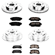 4-Wheel Set Power Stop&reg; K1053 Front and Rear Z23 Daily Carbon-Fiber Ceramic Brake Pad and Drilled & Slotted Rotor Kit