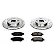 K1054 Front Brake Disc and Pad Kit, Silver zinc-plated, Cross-drilled and Slotted, 5 Lugs, 274.5 mm, Carbon Fiber Ceramic, Z23 Evolution Sport Series