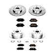 4-Wheel Set Power Stop&reg; K1060 Front and Rear Z23 Daily Carbon-Fiber Ceramic Brake Pad and Drilled & Slotted Rotor Kit