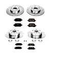 4-Wheel Set Power Stop&reg; K1063 Front and Rear Z23 Daily Carbon-Fiber Ceramic Brake Pad and Drilled & Slotted Rotor Kit