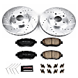 K1077 Front Brake Disc and Pad Kit, Cross-drilled and Slotted 5 Lugs 296 mm Carbon Fiber Ceramic Z23 Evolution Sport Series