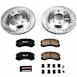 K1092 Front Brake Disc and Pad Kit, Silver zinc-plated, Cross-drilled and Slotted, 4 Lugs, 256 mm, Carbon Fiber Ceramic, Z23 Evolution Sport Series