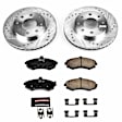 K1093 Front Brake Disc and Pad Kit, Silver zinc-plated, Cross-drilled and Slotted, 4 Lugs, 256 mm, Carbon Fiber Ceramic, Z23 Evolution Sport Series