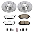 K1124-26 Front Brake Disc and Pad Kit, Silver zinc-plated, Cross-drilled and Slotted, 5 Lugs, 277 mm, Carbon Fiber Ceramic, Z26 Street Warrior Carbon-Fiber Ceramic Series