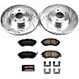 K1124 Front Brake Disc and Pad Kit, Cross-drilled and Slotted 5 Lugs 277 mm Carbon Fiber Ceramic Z23 Evolution Sport Series