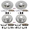 4-Wheel Set Power Stop&reg; K114-26 Front and Rear Z26 Muscle Carbon-Fiber Ceramic Brake Pad and Drilled & Slotted Rotor Kit
