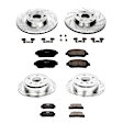 4-Wheel Set Power Stop&reg; K1142 Front and Rear Z23 Daily Carbon-Fiber Ceramic Brake Pad and Drilled & Slotted Rotor Kit