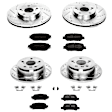 4-Wheel Set Power Stop&reg; K1144 Front and Rear Z23 Daily Carbon-Fiber Ceramic Brake Pad and Drilled & Slotted Rotor Kit