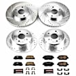 4-Wheel Set Power Stop&reg; K1145 Front and Rear Z23 Daily Carbon-Fiber Ceramic Brake Pad and Drilled & Slotted Rotor Kit