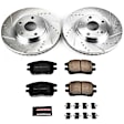 K1146 Front Brake Disc and Pad Kit, Silver zinc-plated, Cross-drilled and Slotted, 5 Lugs, 296 mm, Carbon Fiber Ceramic, Z23 Evolution Sport Series