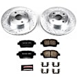 K1153 Front Brake Disc and Pad Kit, Silver zinc-plated, Cross-drilled and Slotted, 4 Lugs, 255 mm, Carbon Fiber Ceramic, Z23 Evolution Sport Series