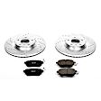 K116 Front Brake Disc and Pad Kit, Silver zinc-plated, Cross-drilled and Slotted, 5 Lugs, 319.5 mm, Carbon Fiber Ceramic, Z23 Evolution Sport Series