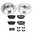 K1174 Rear Brake Disc and Pad Kit, Silver zinc-plated, Cross-drilled and Slotted, 5 Lugs, 257 mm, Carbon Fiber Ceramic, Z23 Evolution Sport Series