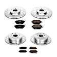 4-Wheel Set Power Stop&reg; K119 Front and Rear Z23 Daily Carbon-Fiber Ceramic Brake Pad and Drilled & Slotted Rotor Kit