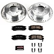 K1203 Rear Brake Disc and Pad Kit, Silver zinc-plated, Cross-drilled and Slotted, 5 Lugs, 262 mm, Carbon Fiber Ceramic, Z23 Evolution Sport Series