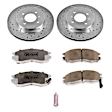 K1214-26 Front Brake Disc and Pad Kit, Silver zinc-plated, Cross-drilled and Slotted, 4 Lugs, 256 mm, Carbon Fiber Ceramic, Z26 Street Warrior Carbon-Fiber Ceramic Series