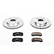 K1215 Front Brake Disc and Pad Kit, Silver zinc-plated, Cross-drilled and Slotted, 4 Lugs, 256 mm, Carbon Fiber Ceramic, Z23 Evolution Sport Series