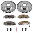 K1237-26 Front Brake Disc and Pad Kit, Silver zinc-plated, Cross-drilled and Slotted, 4 Lugs, 281 mm, Carbon Fiber Ceramic, Z26 Street Warrior Carbon-Fiber Ceramic Series