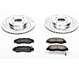K1237 Front Brake Disc and Pad Kit, Cross-drilled and Slotted 4 Lugs 281 mm Carbon Fiber Ceramic Z23 Evolution Sport Series