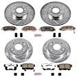 4-Wheel Set Power Stop&reg; K1238-26 Front and Rear Z26 Muscle Carbon-Fiber Ceramic Brake Pad and Drilled & Slotted Rotor Kit
