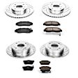 4-Wheel Set Power Stop&reg; K1238 Front and Rear Z23 Daily Carbon-Fiber Ceramic Brake Pad and Drilled & Slotted Rotor Kit