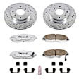 K1239-26 Front Brake Disc and Pad Kit, Silver zinc-plated, Cross-drilled and Slotted, 4 Lugs, 260 mm, Carbon Fiber Ceramic, Z26 Street Warrior Carbon-Fiber Ceramic Series